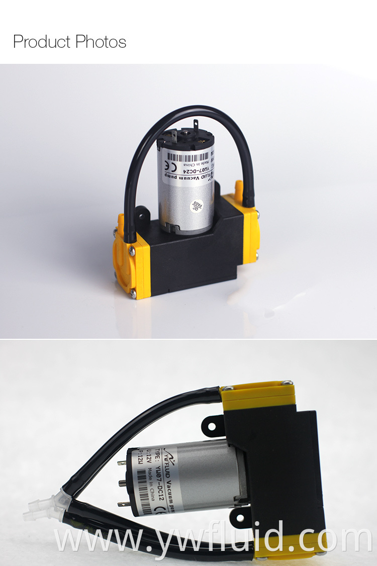 YWfluid Hight Performance OEM Micro Diaphragm Gas Pump With 12v 24v DC motor Used for Gas compression transfer